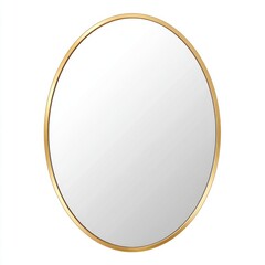 Minimalist round mirror with gold frame on white background studio shot simple elegant design home decor accessory