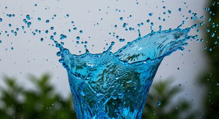 Water Splash Blue Liquid Droplets