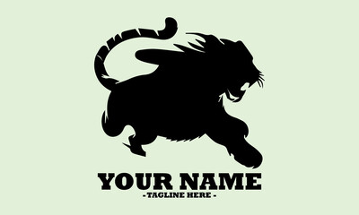 Stylized leaping tiger in vector art showcasing fierce energy and wild motion with bold curved stripes and illustrating its speed and agility. Wildlife concept and logo tiger design