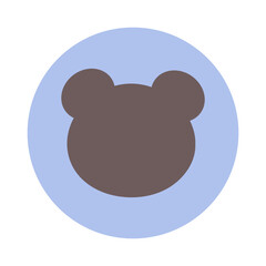 Obraz premium Minimalistic vector icon with bear head inside blue circle. Teddy face silhouette.Vector.
