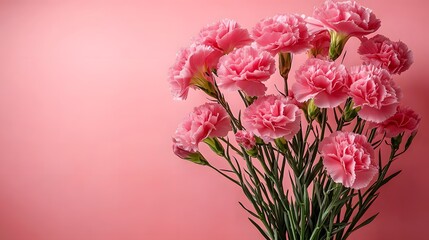 Obraz premium Carnation bouquet on pink, gratitude theme.