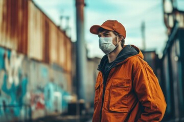 premium quality picture of medium shot worker wearing mask