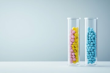 high detail visual of minimalistic science banner with pills