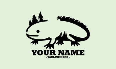 Axolotl silhouette vector illustration, axolotl silhouette line art vector illustration and illustration on white background and axolotl logo art