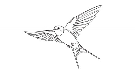 Obraz premium Simple illustration of a bird in flight against a white background vector drawing