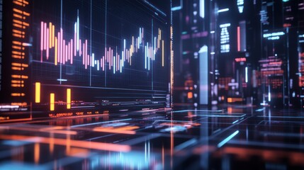 Futuristic Financial Data Visualization: Abstract Stock Market