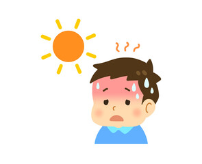 日差しが暑い子どものイラスト