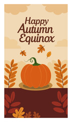 Happy Autumn Equinox Vertical Vector Illustration Set - Fall Story Graphics-01