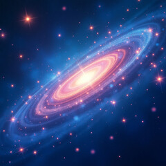 Obraz premium Stunning Bright Spiral Galaxy Surrounded by Glowing Stars