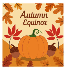 Happy Autumn Equinox Vector Illustration Set - Fall Season Graphics Pack-06