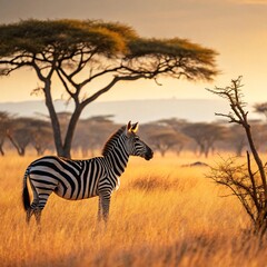 Naklejka premium Zebra in Savannah