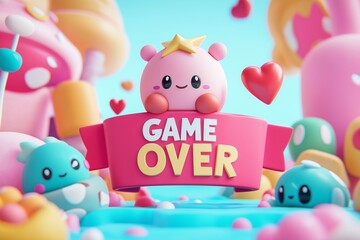 game over banner in 3d game by generative ai