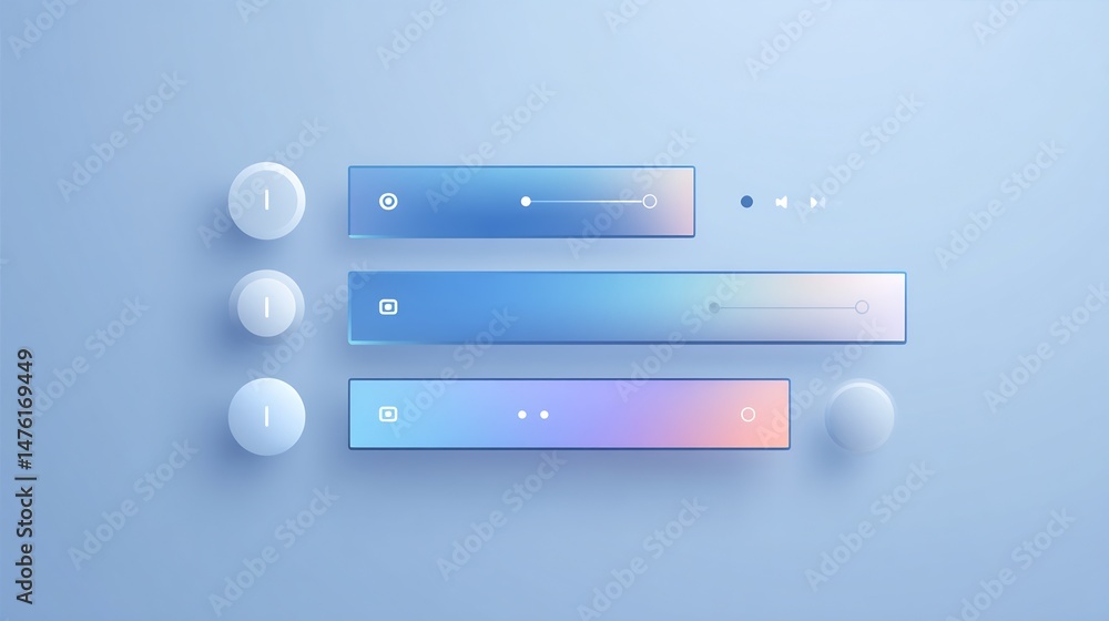 Poster elegant interface concept featuring adjustable controls on a soft blue backdrop
