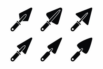 set of Pointing Trowel icon silhouette vector illustration
