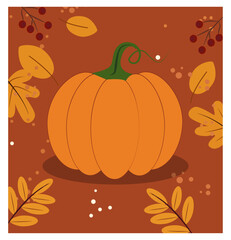 Autumn Equinox Square Vector Graphics Collection - Pumpkins & Fall Leaves-04