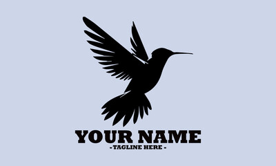 Silhouette vector illustration of hummingbird flying with wings fully spread expressing freedom and grace in minimalist design and logo vector hummingbird design