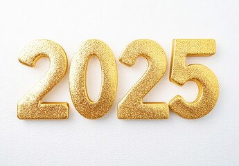 Sparkling Gold New Year Numbers on White