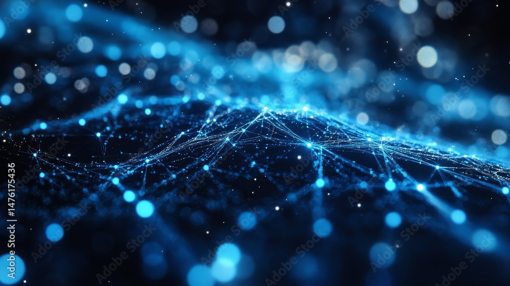 Aufkleber glowing blue quantum strings abstract background