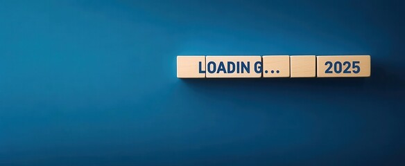 Loading Wooden Blocks on Blue Background