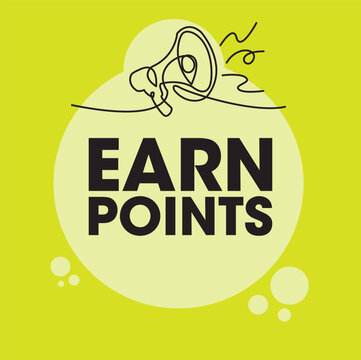 Earn points sign, label clip art flat design.