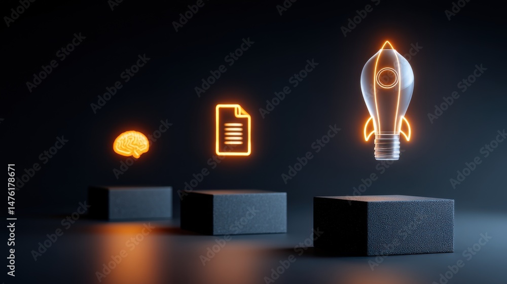 Aufkleber a striking visual representation of technology innovation and creative ideas featuring a rocket icon