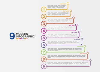 Template infographic, 9 process.