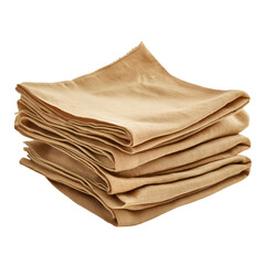 Stacked linen napkins in earthy tones on a White or Transparent background