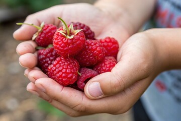 raspberries in hand