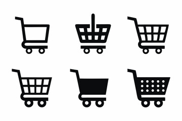 set of Shopping Cart icon silhouette vector illustration