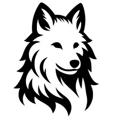 Silhouette portrait of a wolf cub