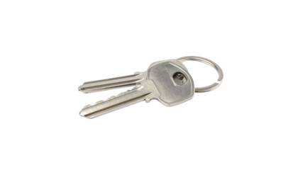 House keys and key chains isolated on white background