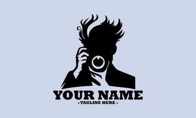 illustration depicts a photographer passionately capturing a special moment. Photography concept, vector illustration of photographer capturing a moment and logo photographer design