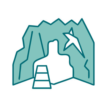 recommend clip art: Cave Exploration Icon Design in Minimalist Style  