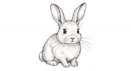 Fototapeta premium Detailed gray scale drawing of a rabbit