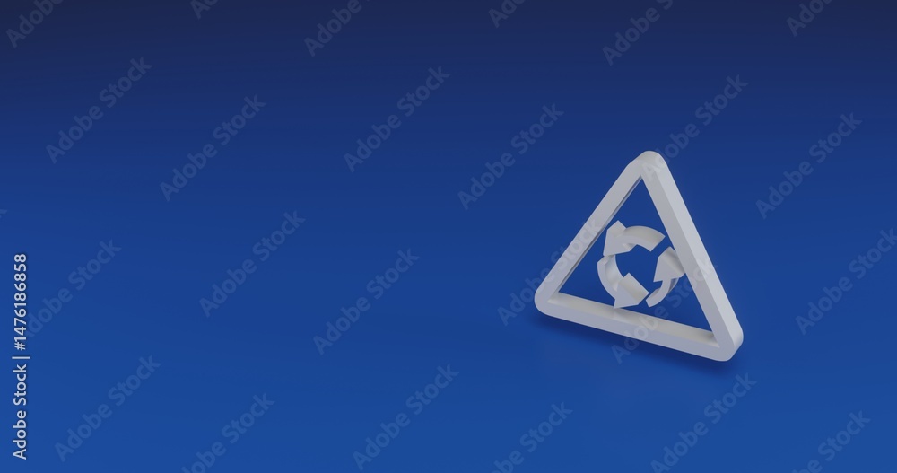 Poster isolated realistic white roundabout sign with shadow. located on the right side of the scene. 3d ill