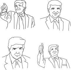 Famous American President Line Art Vector