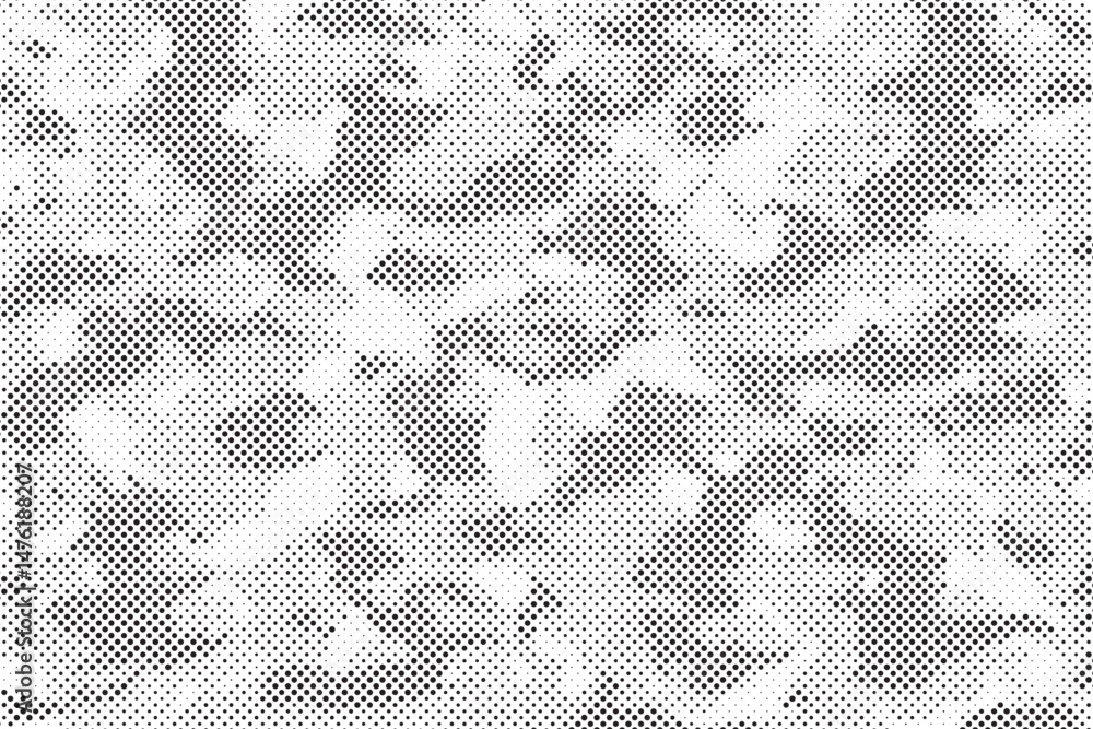 Aufkleber Abstract halftone seamless camouflage pattern. Repeating digital dotted hexagonal camo military texture background. Abstract modern fabric textile ornament. Vector illustration.	