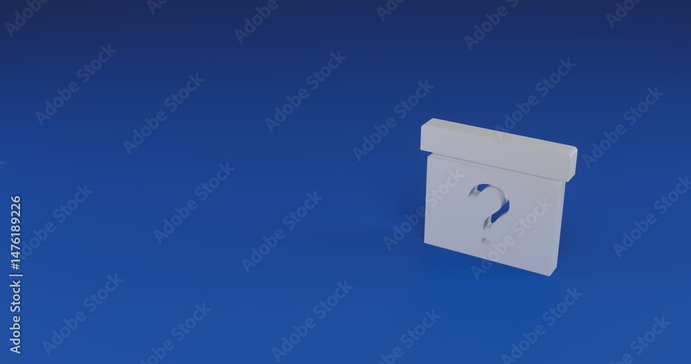 Poster isolated realistic white gift box with a question symbol with shadow. located on the right side of t