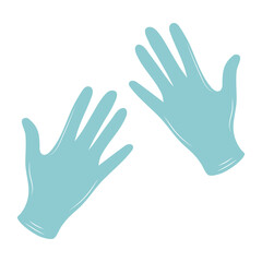 Medical gloves on white background. Pair of blue surgical gloves. Vector illustration.