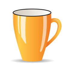 Mug in yellow color. Color cup isolated on white background. Coffee, tea, drinks.