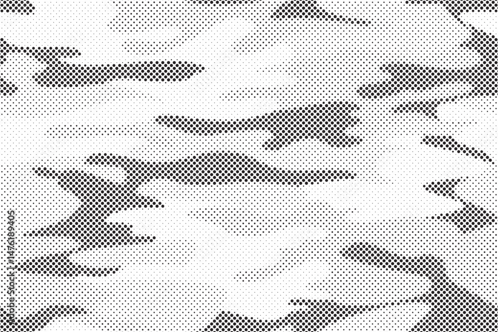 Aufkleber Abstract halftone seamless camouflage pattern. Repeating digital dotted hexagonal camo military texture background. Abstract modern fabric textile ornament. Vector illustration.	