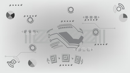 Abstract Data Visualization Light Gray Technology Interface with Infographic Elements