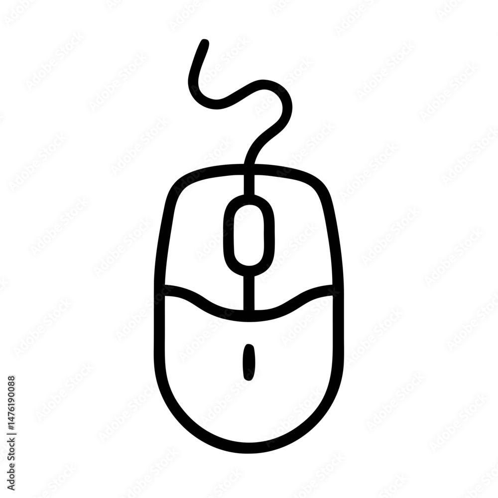Poster wired computer mouse icon – outline vector peripheral device symbol