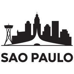 Fototapeta premium Vector Sao Paulo skyline. Travel Sao Paulo famous landmarks. Business and tourism concept for presentation, banner, web site Vector Black silhouette. with white background