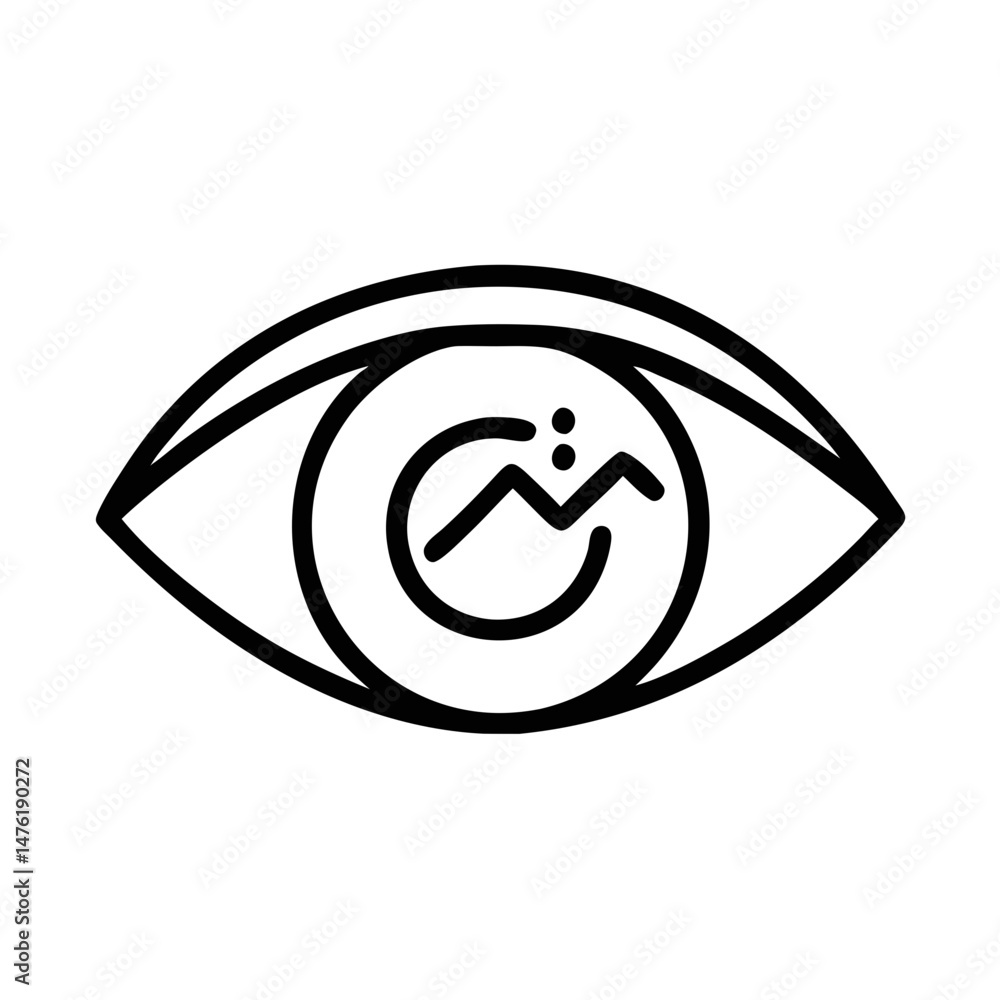 Poster analytics vision icon – data insight eye symbol in line style vector