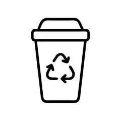 Recycle Bin Icon – Minimal Line Trash Can with Eco Symbol for Sustainability Concepts