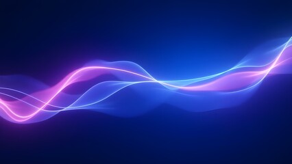 Glowing Pink and Blue Light Waves in Abstract Motion, Smooth Flowing Design, Futuristic Digital Energy Background