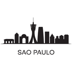 Fototapeta premium Vector Sao Paulo skyline. Travel Sao Paulo famous landmarks. Business and tourism concept for presentation, banner, web site Vector Black silhouette. with white background