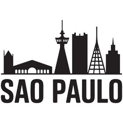 Fototapeta premium Vector Sao Paulo skyline. Travel Sao Paulo famous landmarks. Business and tourism concept for presentation, banner, web site Vector Black silhouette. with white background