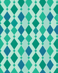 Luxury Harlequin diamond pattern in jade, teal, sapphire tones.